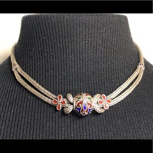 🍁 Estate vintage silver slider necklace